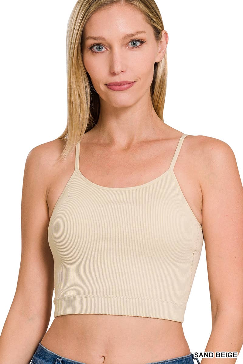 Ribbed Seamless Cropped Cami w/ Bra Pads