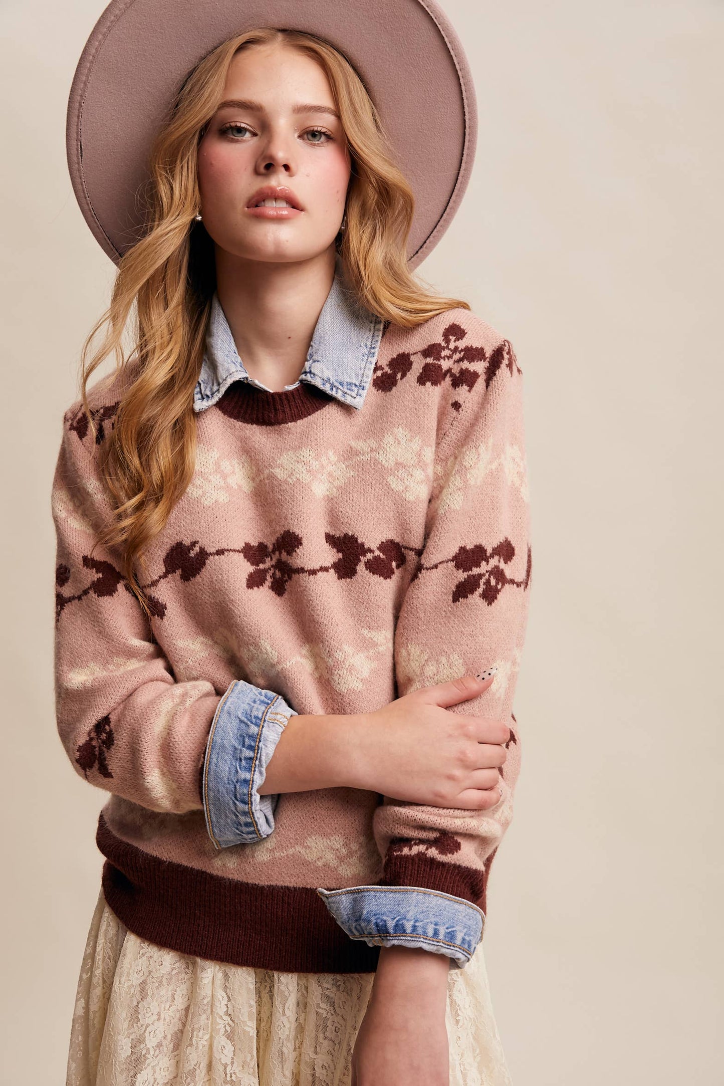 Floral Jacquard Knit Pullover
