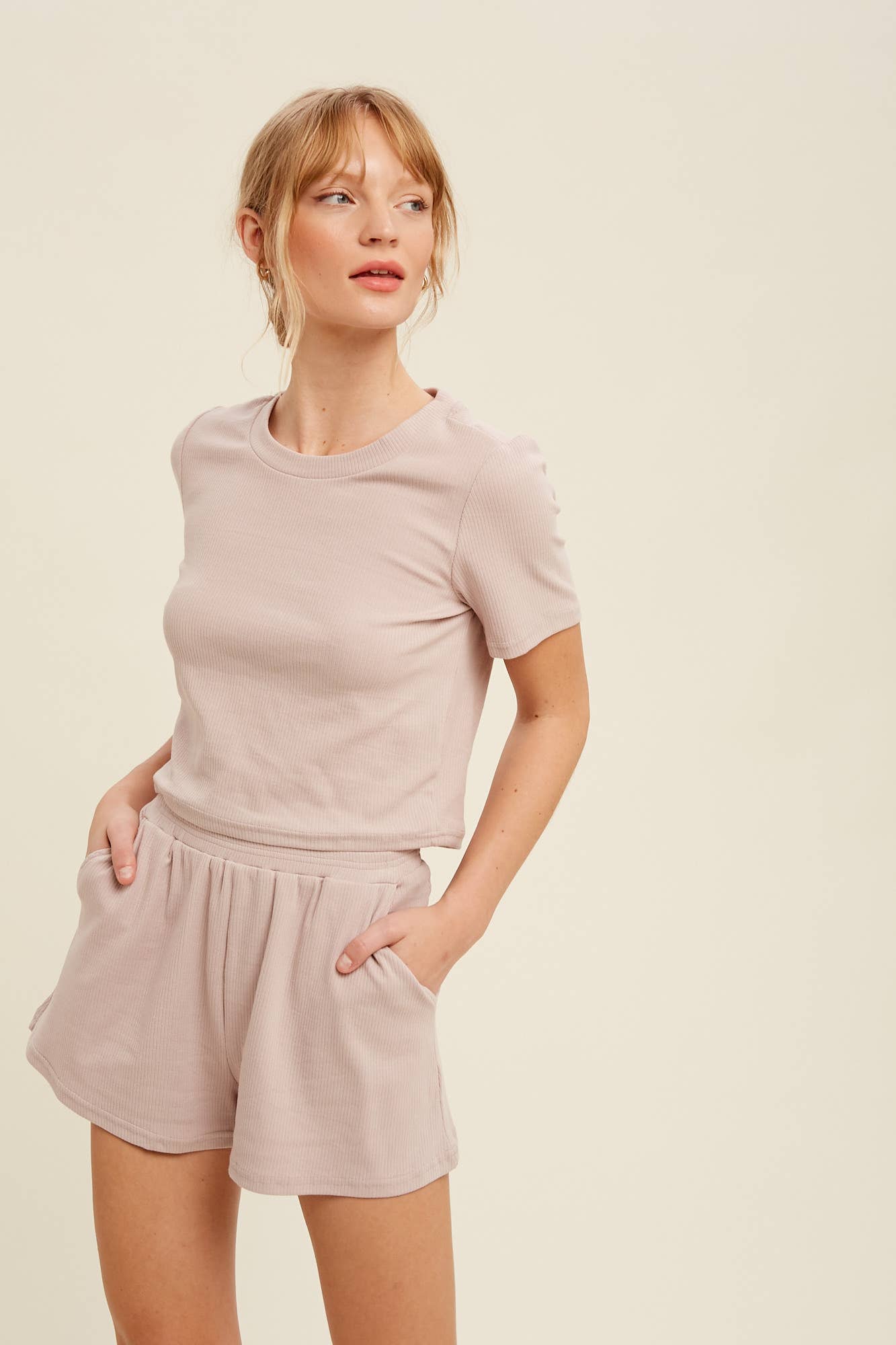 Ribbed T-Shirt and Shorts Lounge Set
