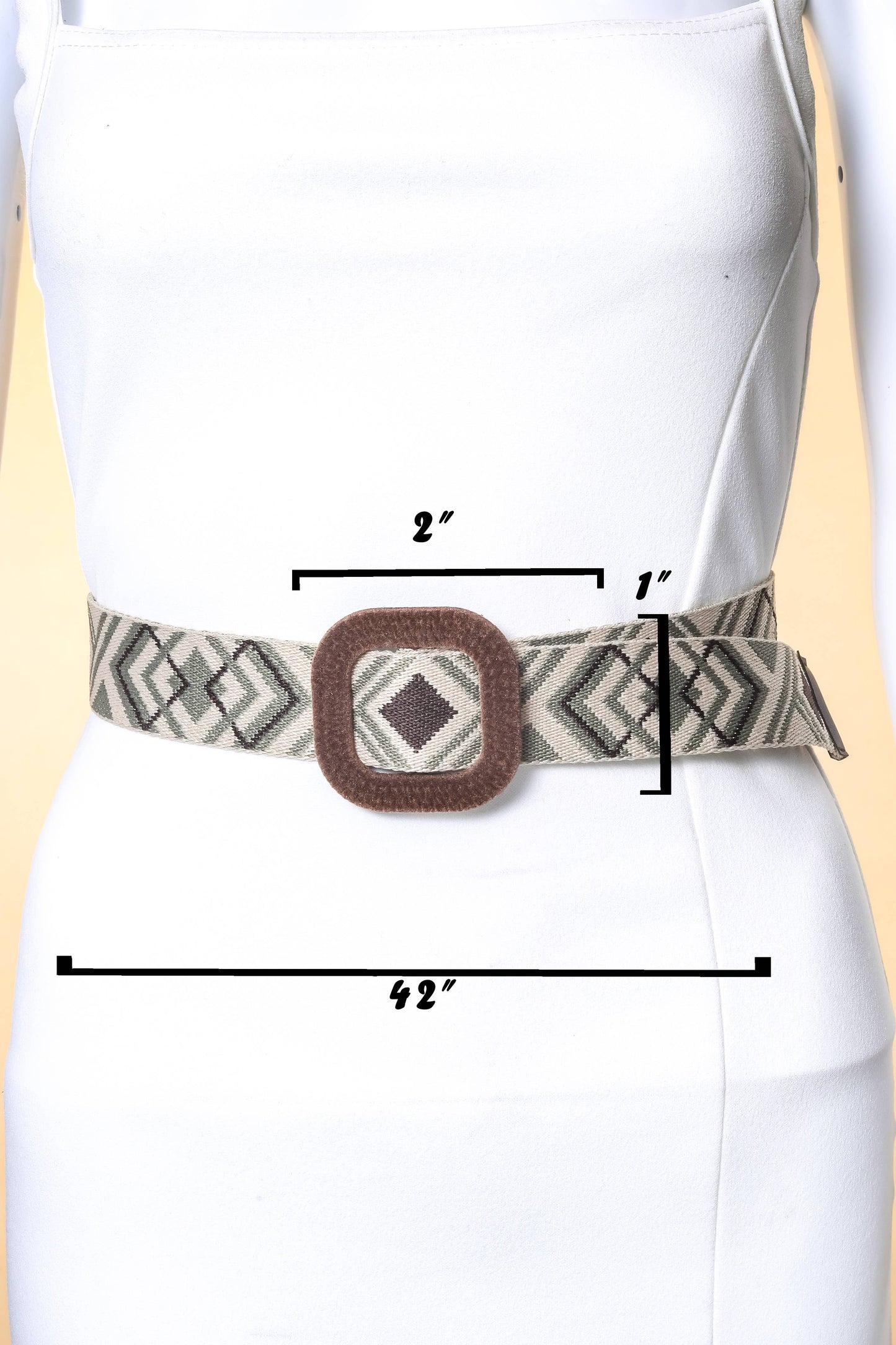 Boho Abstract Pattern Square Buckle Belt