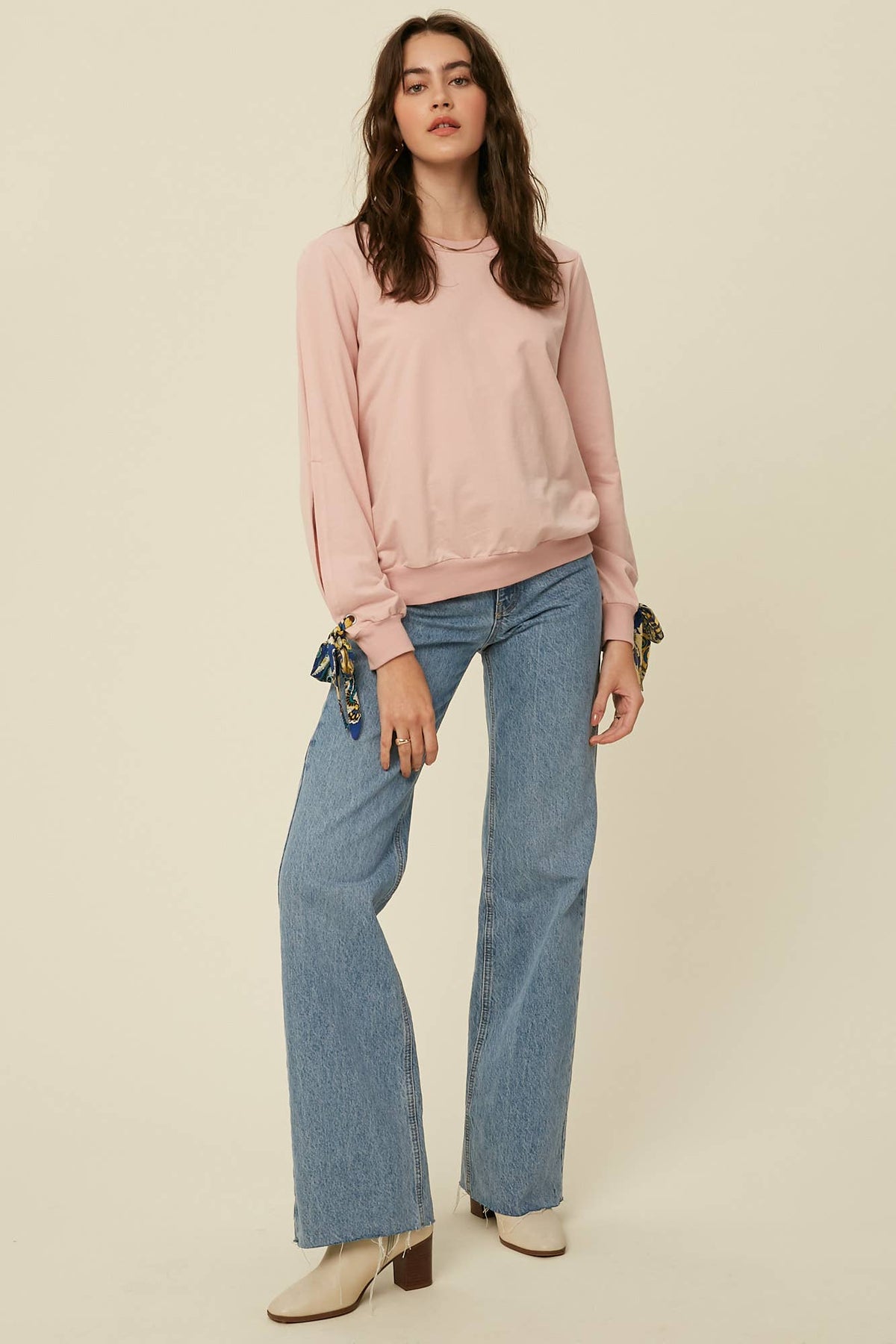 COMING SOON - Scarf Tie Sleeve Sweatshirt