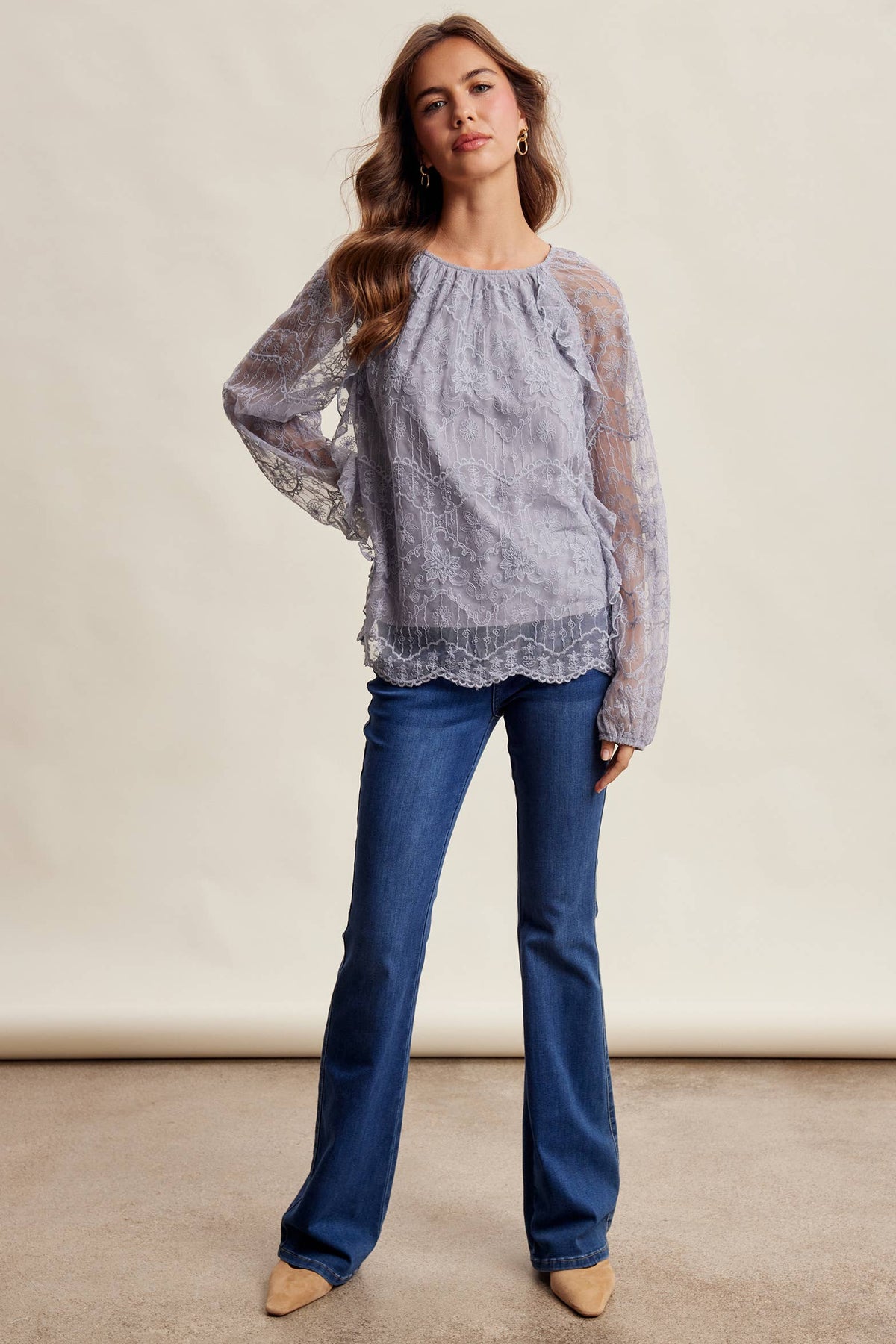 Bohemian Ruffled Lace Blouse