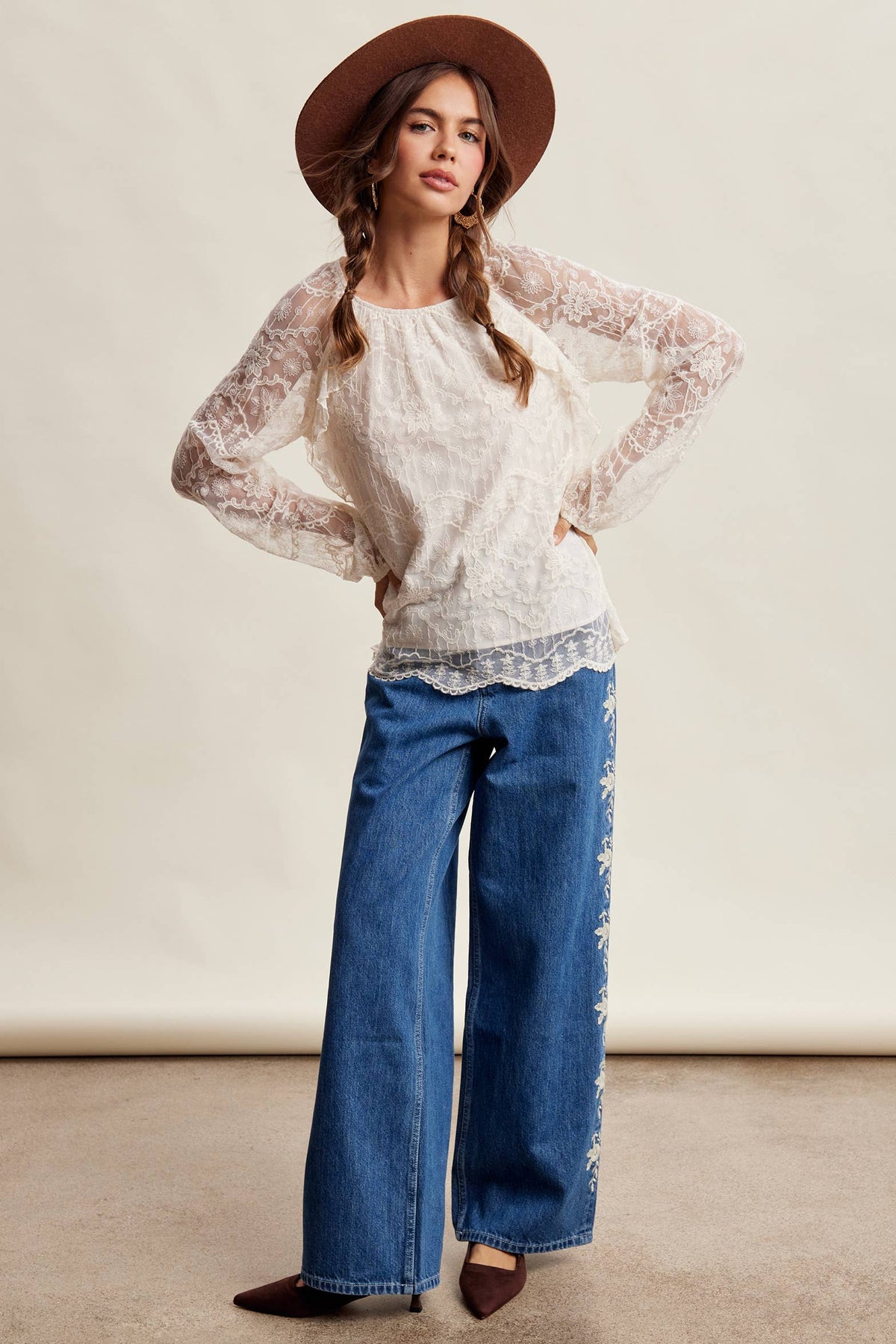 Bohemian Ruffled Lace Blouse