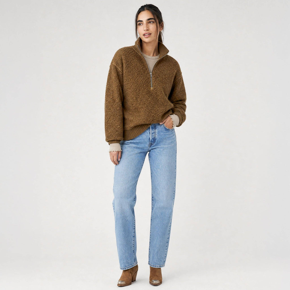 Women's Magnolia Bouclé Quarter Zip Pullover