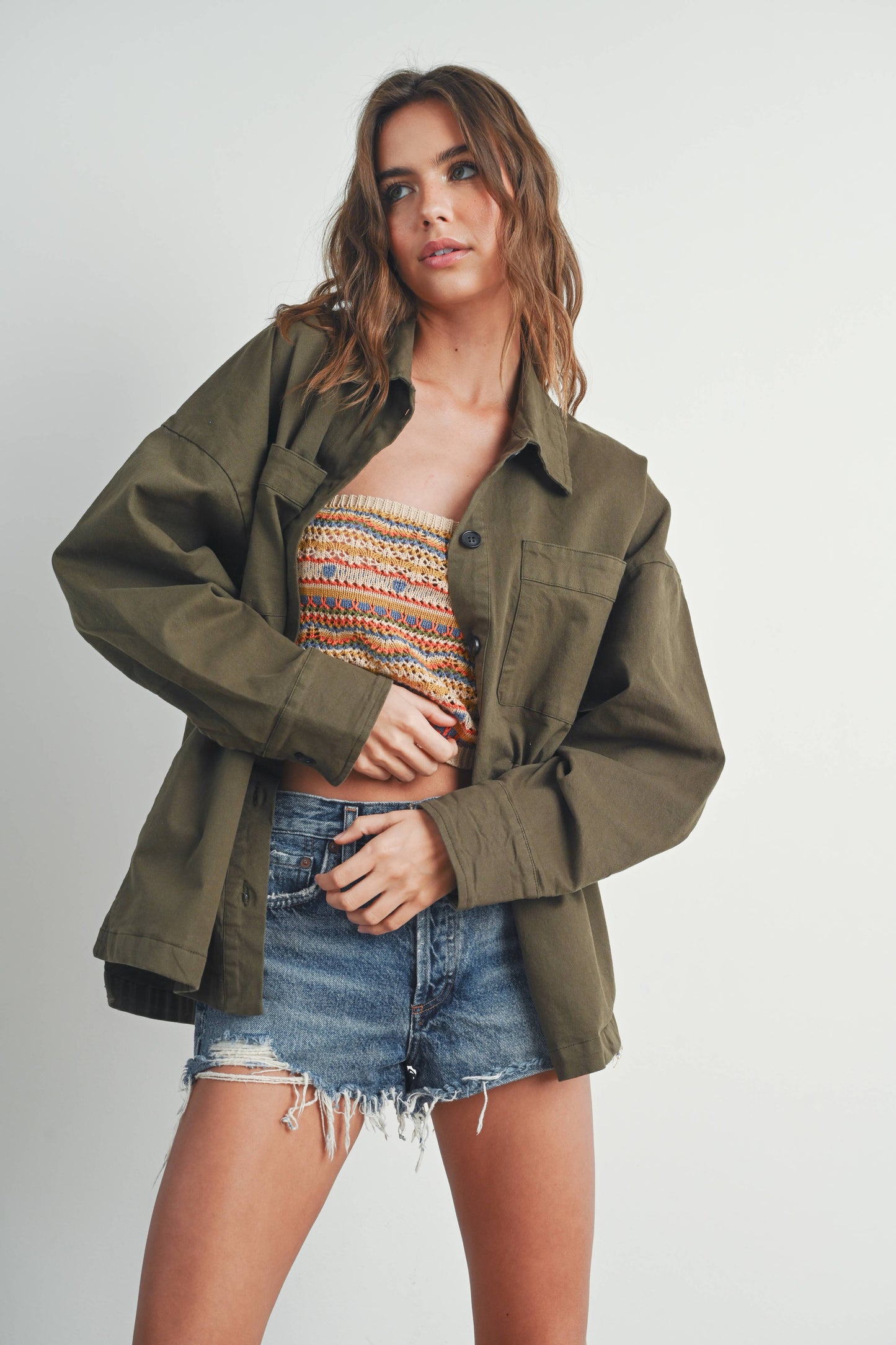 Fall Adjustable Waist Cotton Jacket