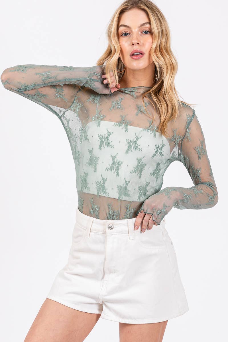 Long Sleeve Floral Lace Top