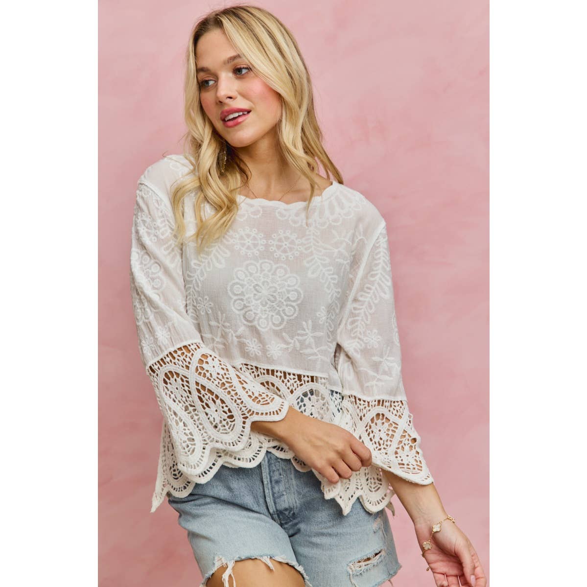 Embroidered Crotchet Boho Top