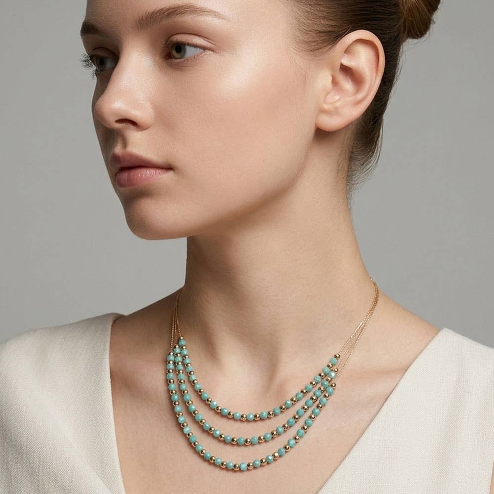 Layered Faceted Beaded Necklace