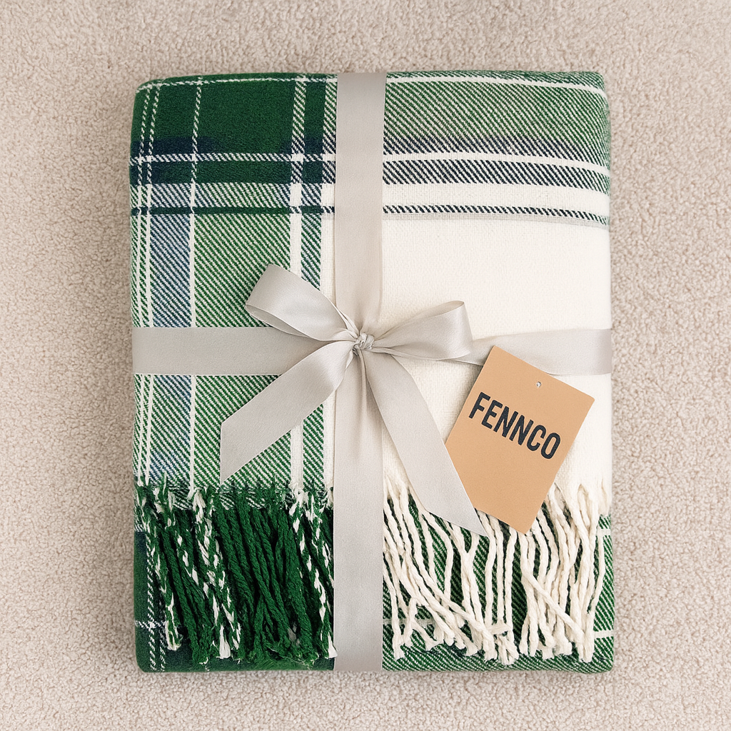 Green Classic Plaid Tassel Trim 50x60 Inch Throw Blanket
