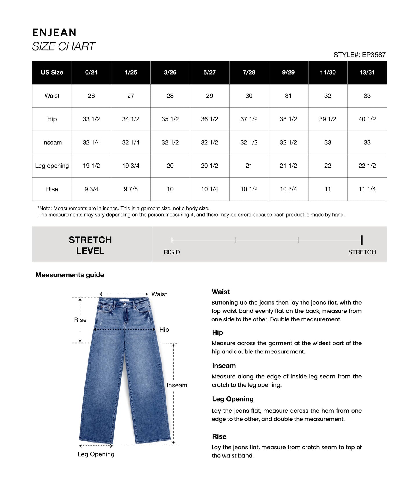 High Rise Wide Leg Jeans 32.5” Inseam