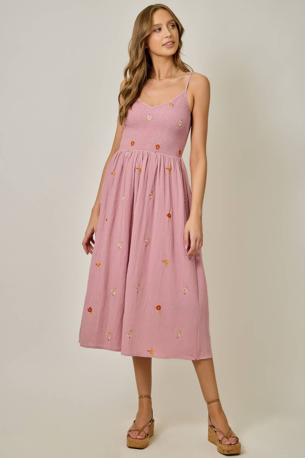 Floral Embroidered Gauze Dress