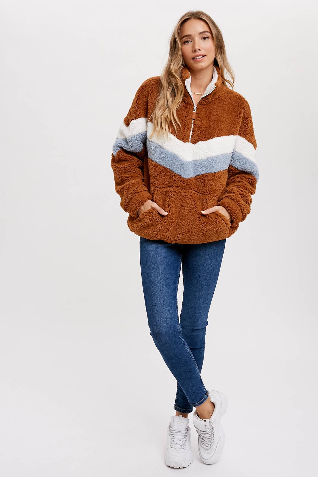 Chevron Sherpa Quarter Zip Pullover