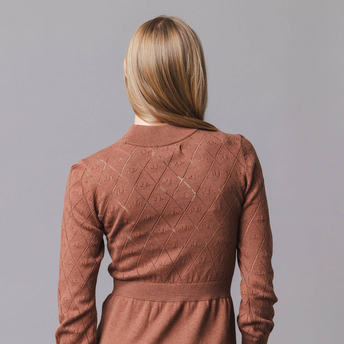 Organic Puff Sleeve Pointelle Sweater Dress