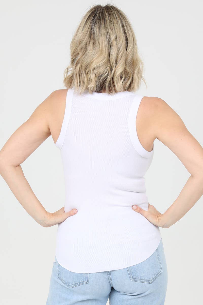 Ribbed Rounded Hem Tank Top