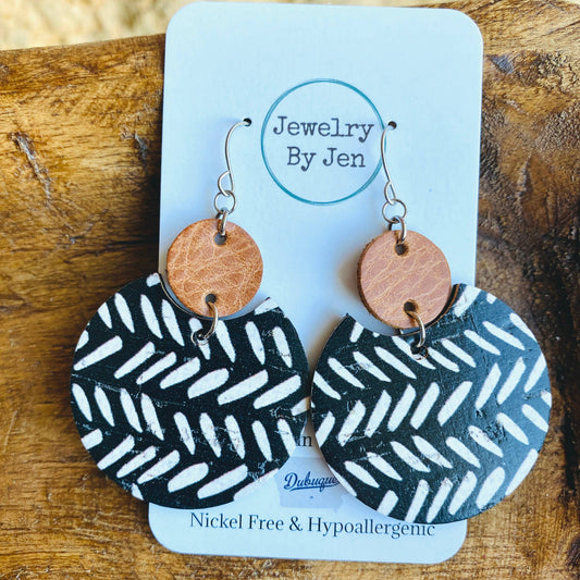 Luna Earrings: Cognac & Boho Chevron
