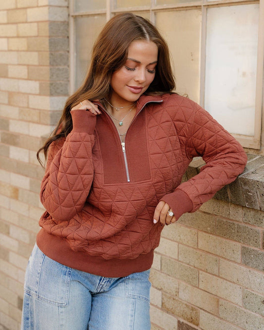 Quilted Pullover Sweatshirt