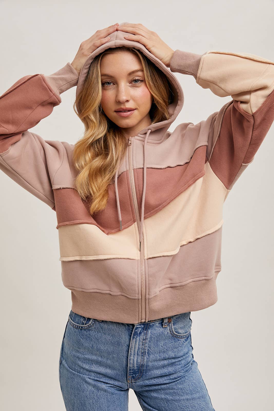 Patchwork Zipper Hoodie Jacket
