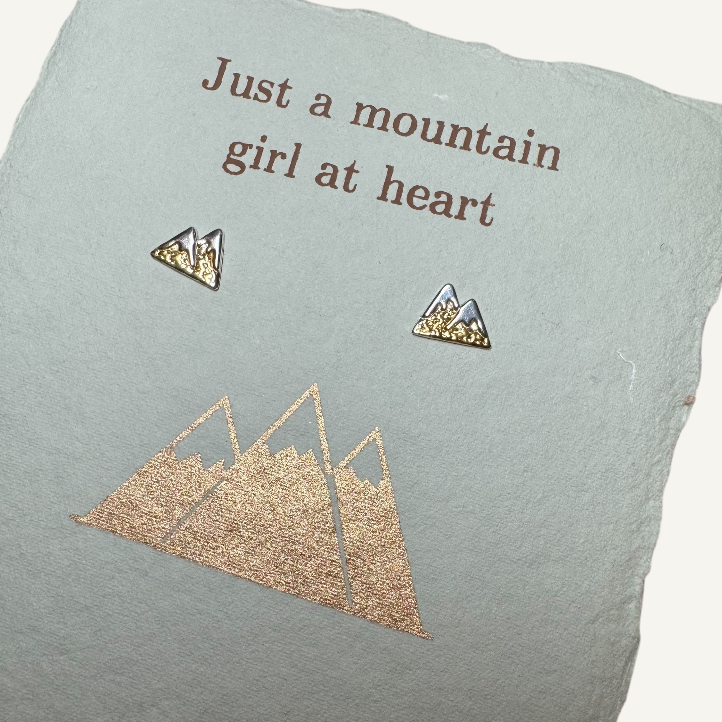 Sterling silver gold mountain stud earrings