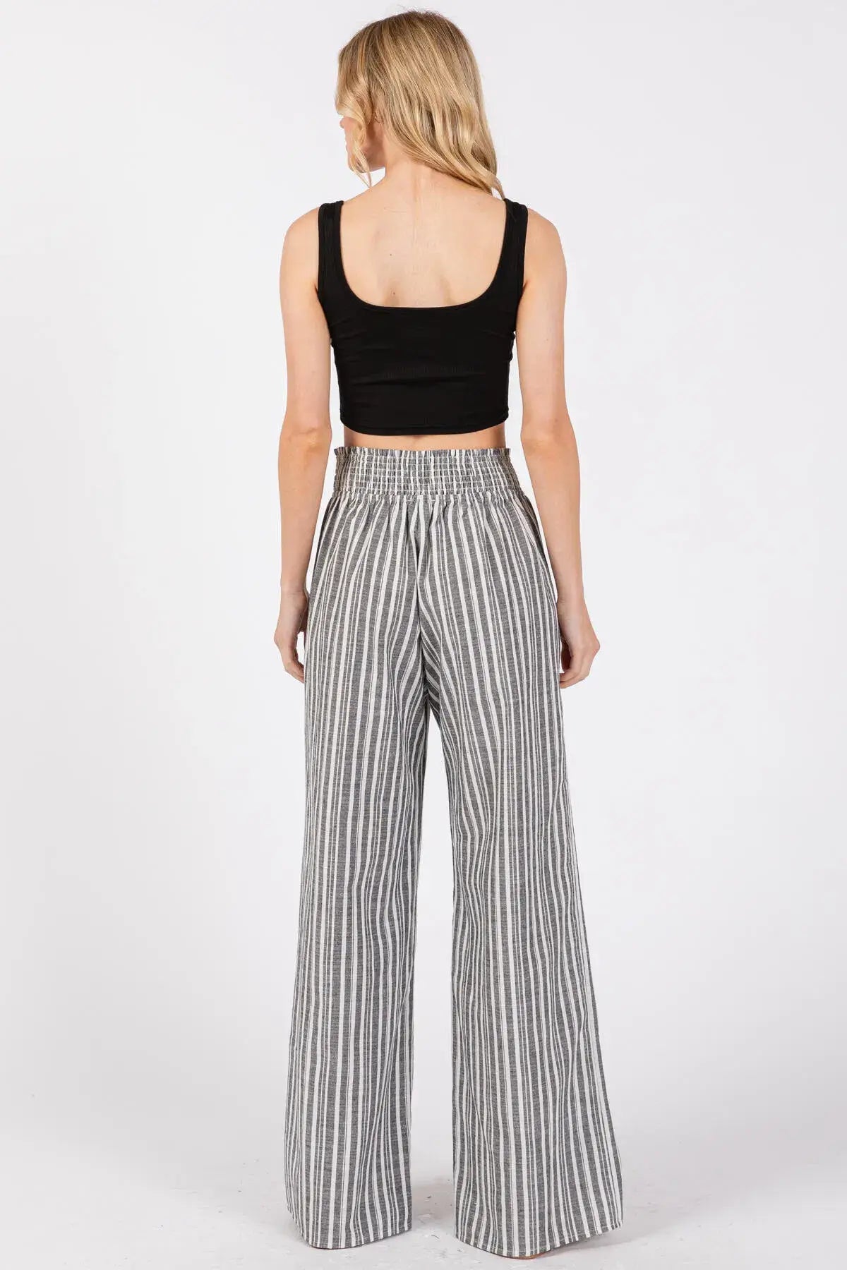 Smocked Waist Wide Leg Pants