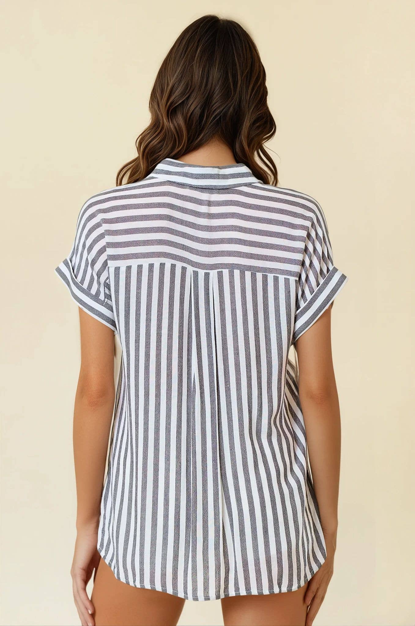 Striped Button Up With Rolled Cuffs
