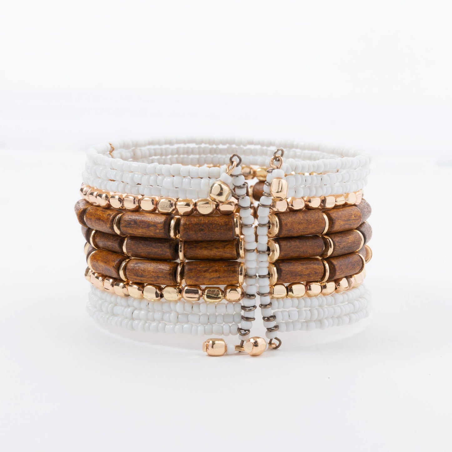 Ellison Wood and Bead Cuff Bracelet