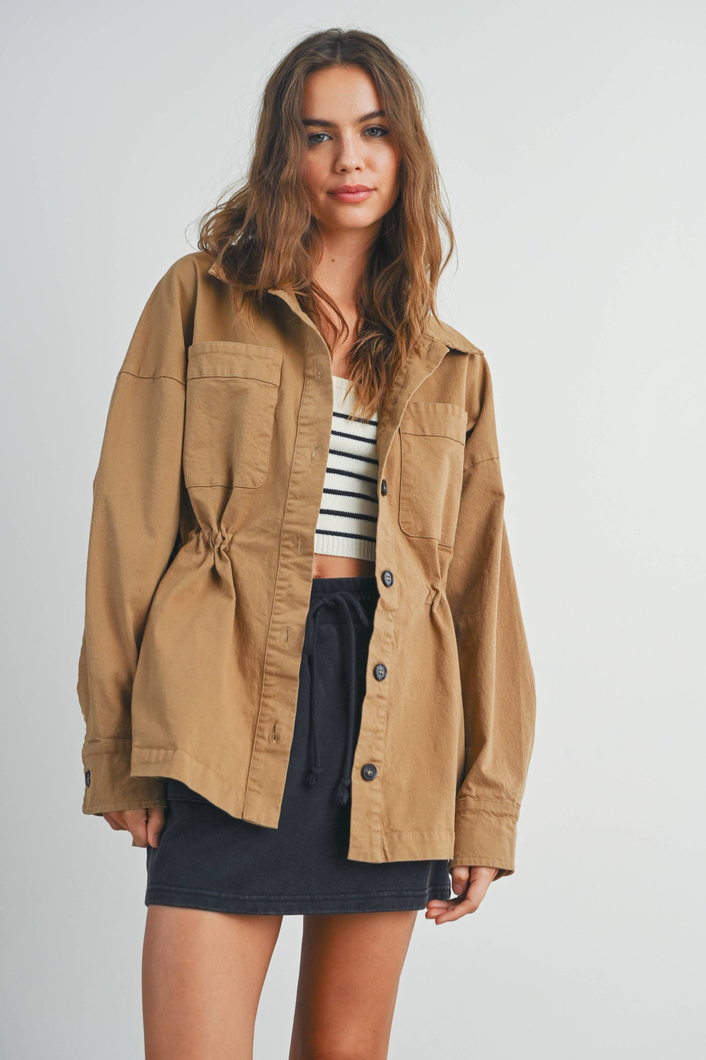 Fall Adjustable Waist Cotton Jacket