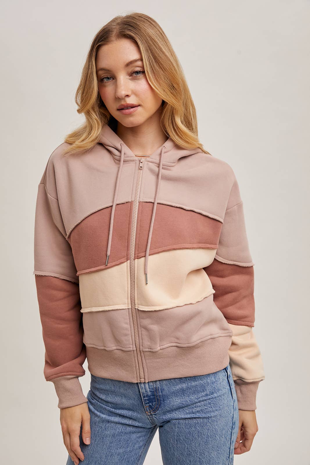Patchwork Zipper Hoodie Jacket