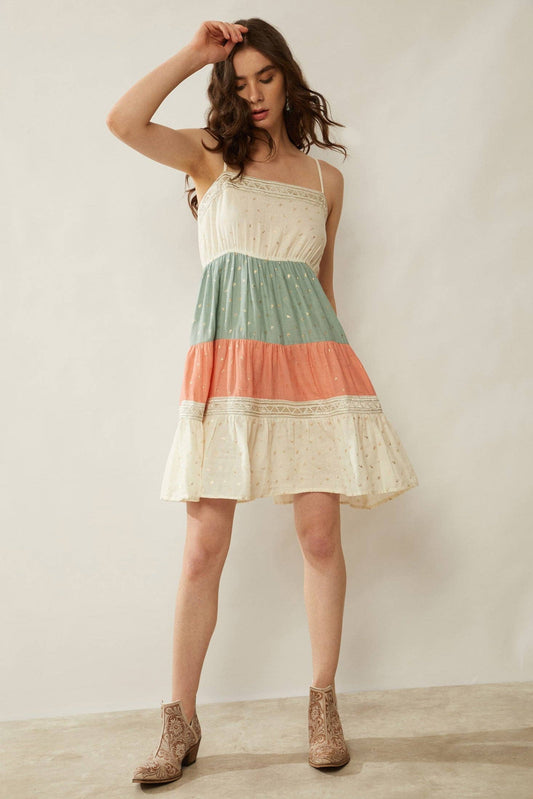 Color Stripe Babydoll Dress