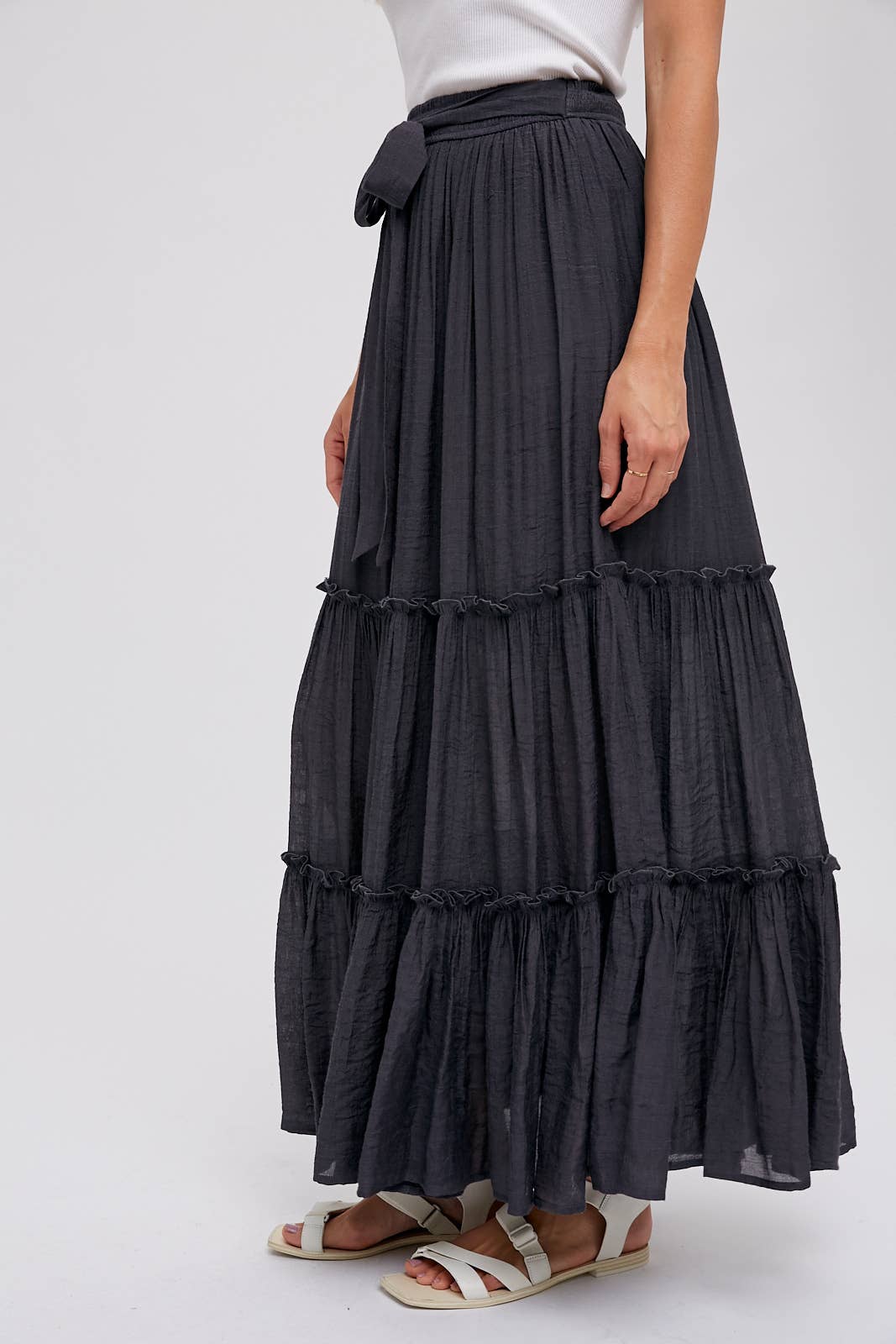 Tiered Ruffle Flowy Maxi Skirt