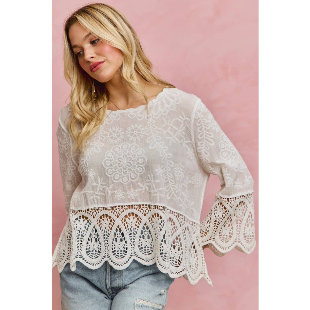 Embroidered Crotchet Boho Top