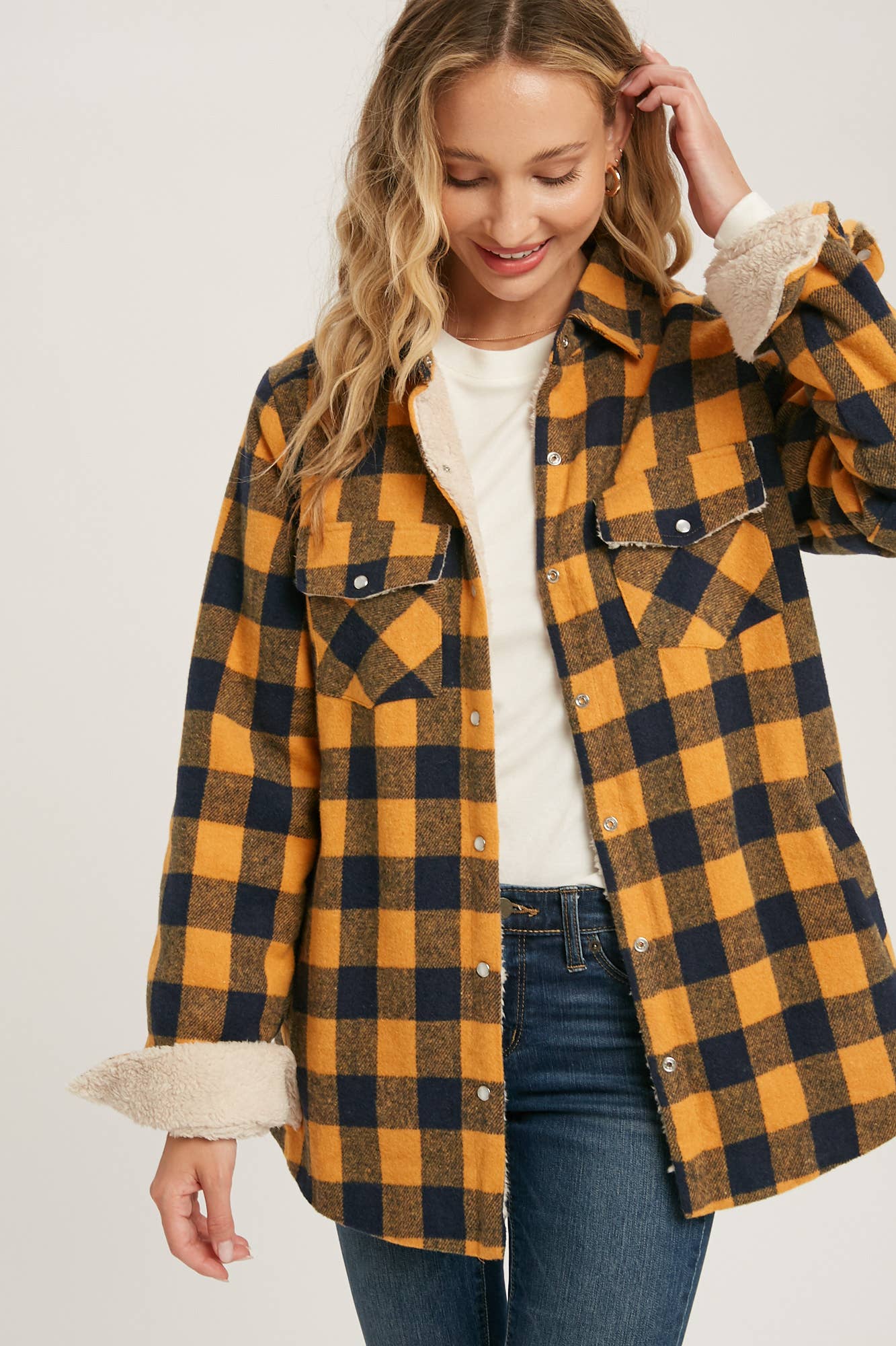 Buffalo Plaid Sherpa-Lined Shacket