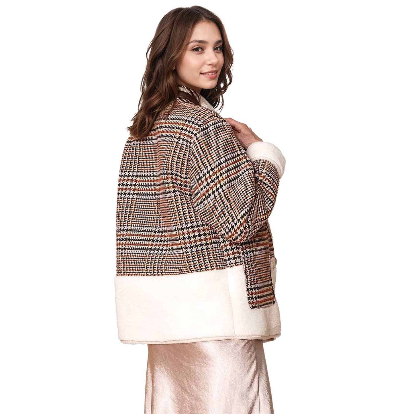 Plaid Jacket with Fur Detail