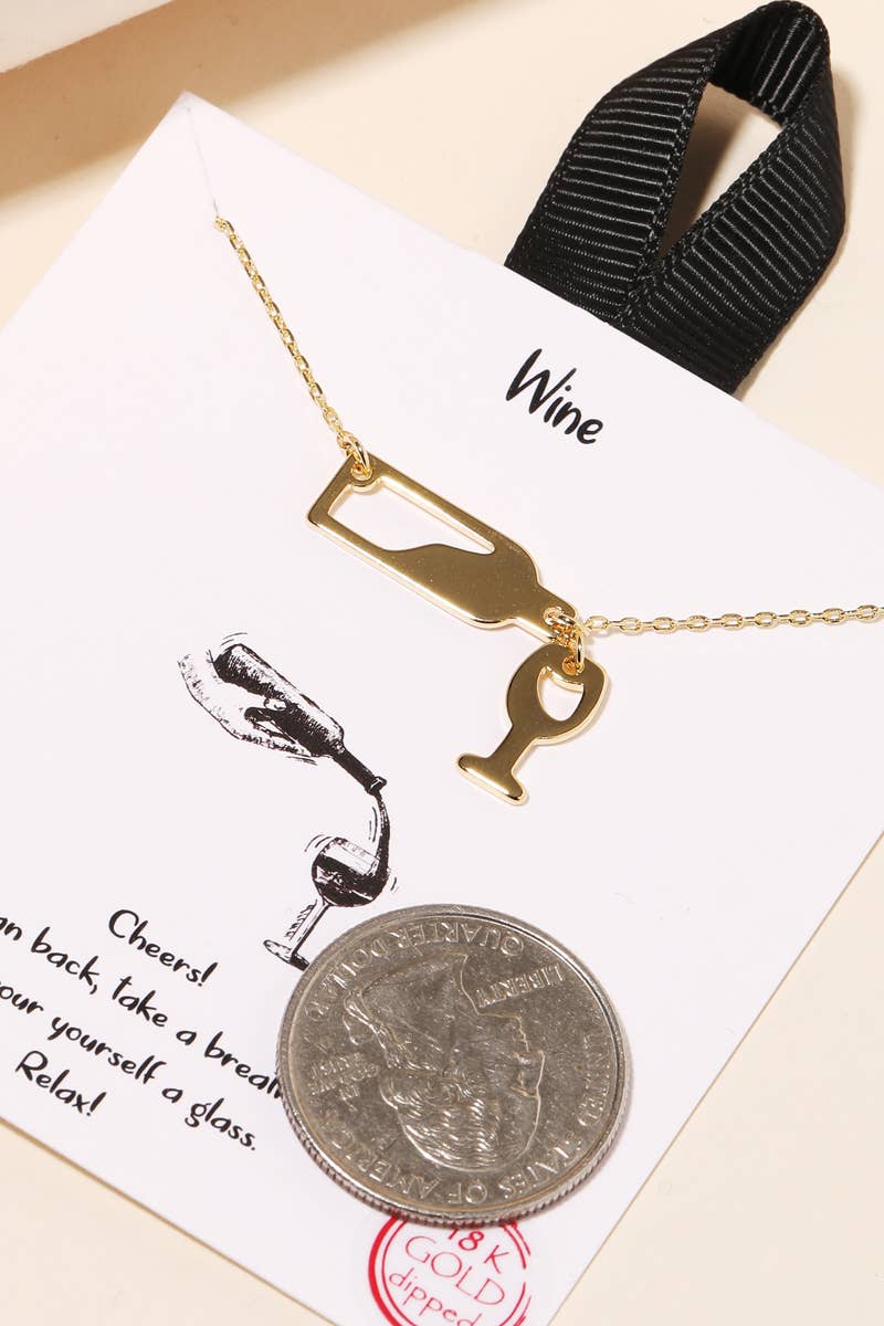 Gold Dipped Wine Bottle Charm Necklace