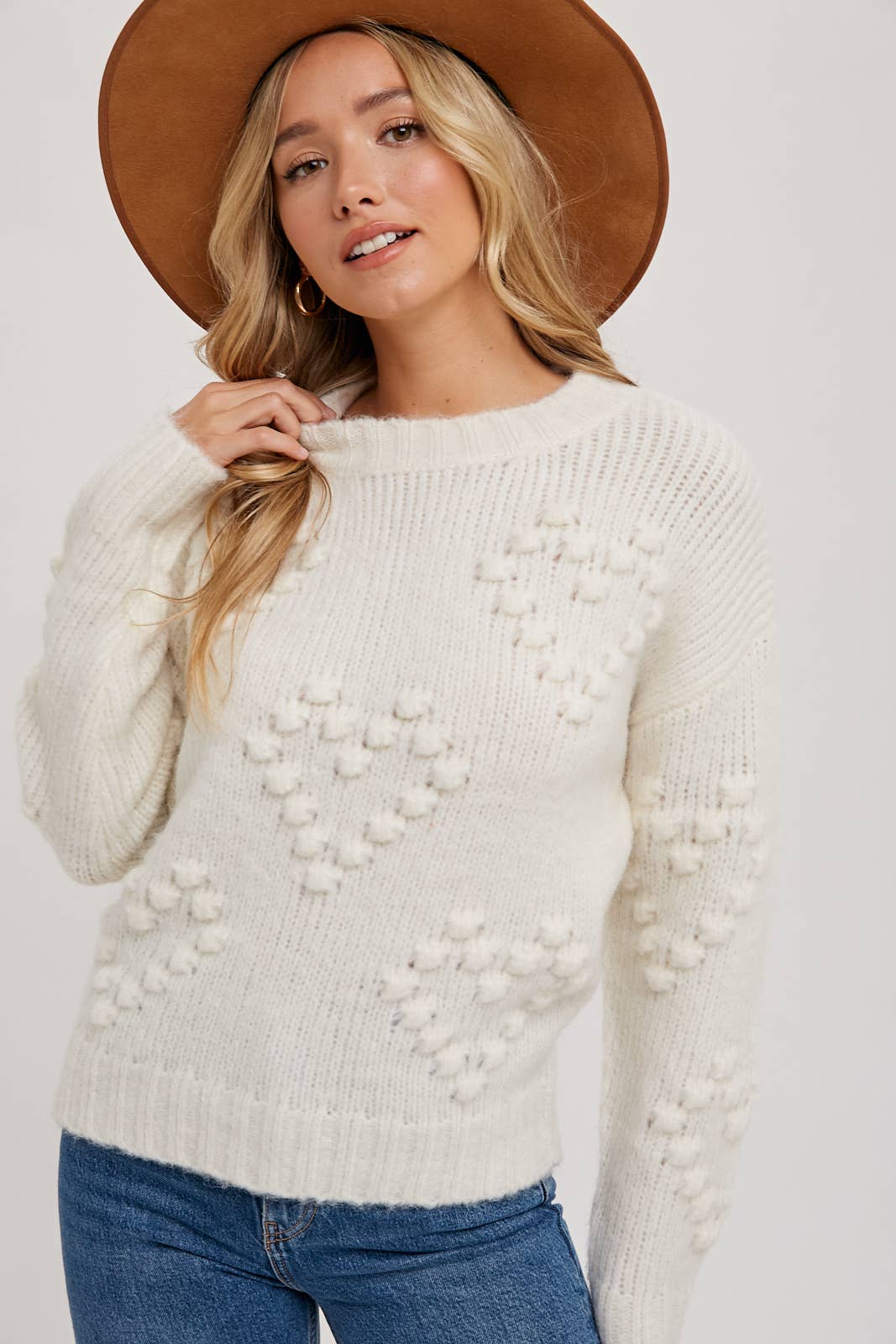 Heart Pom Pom Sweater