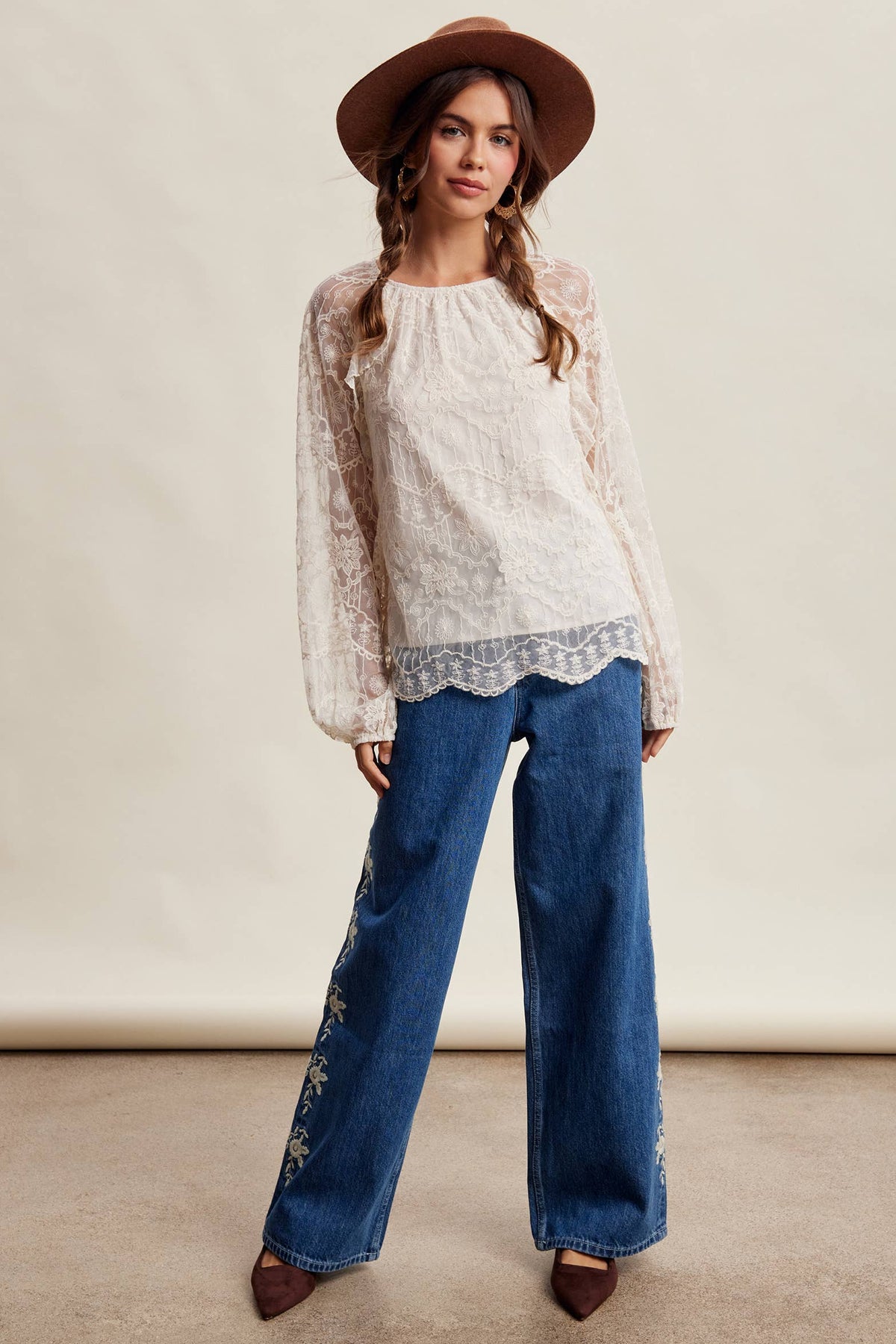 Bohemian Ruffled Lace Blouse
