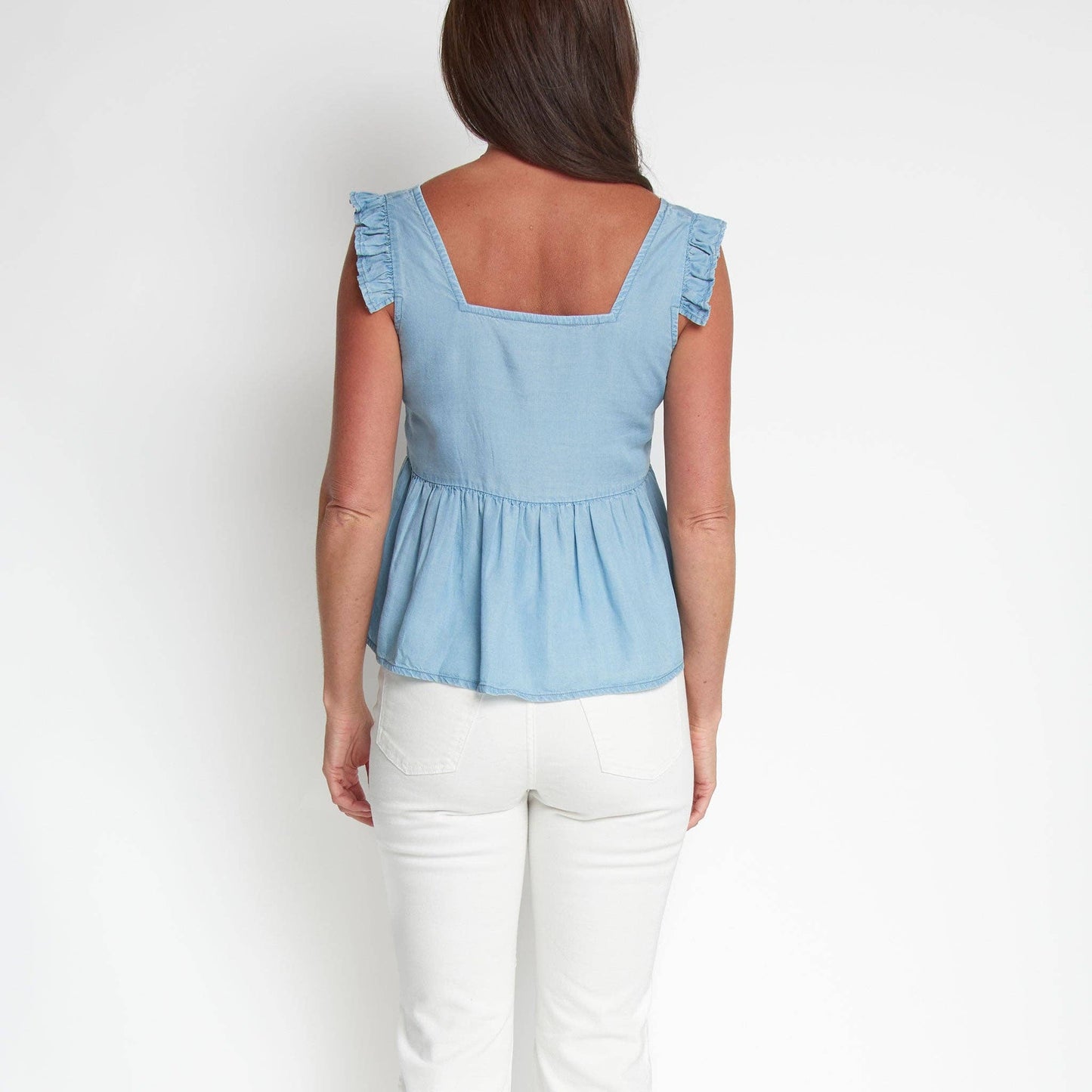 Delaney Chambray Babydoll Tank Top