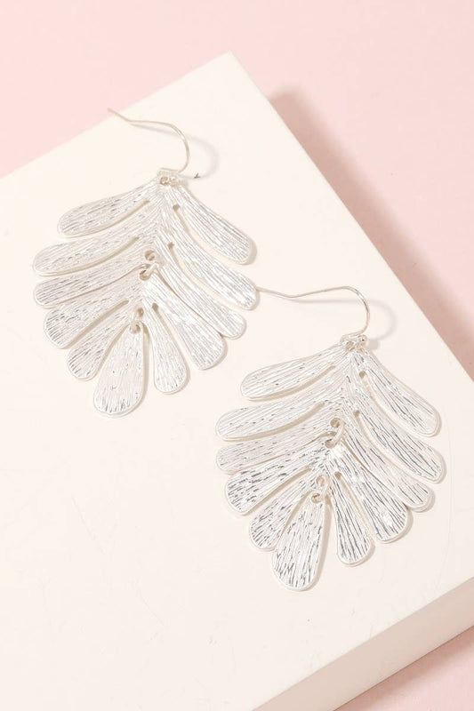 Textured Metallic Leaf Dangle Earrings