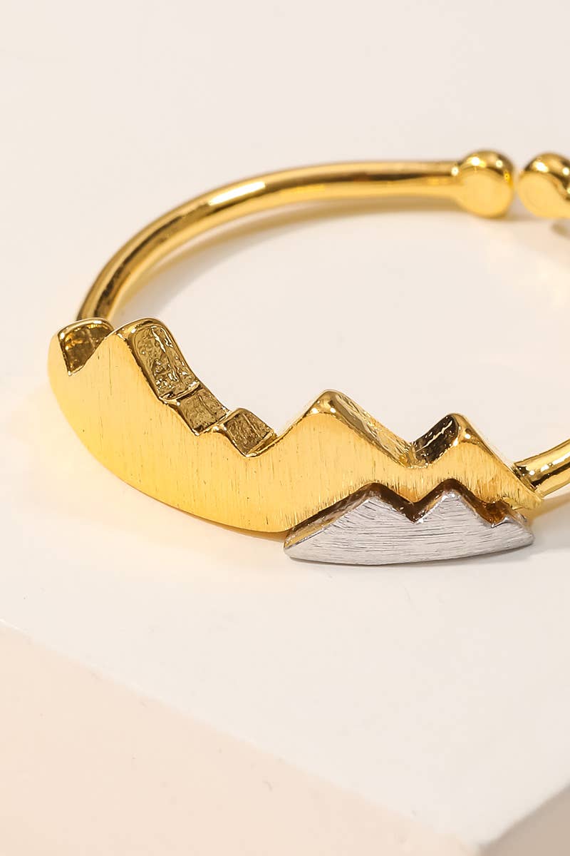 Gold Dipped Two Toned Mountain Adjustable Ring