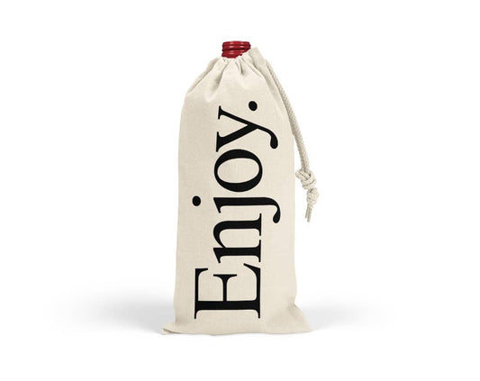 Enjoy Wine Bag Drawstring Canvas Tote
