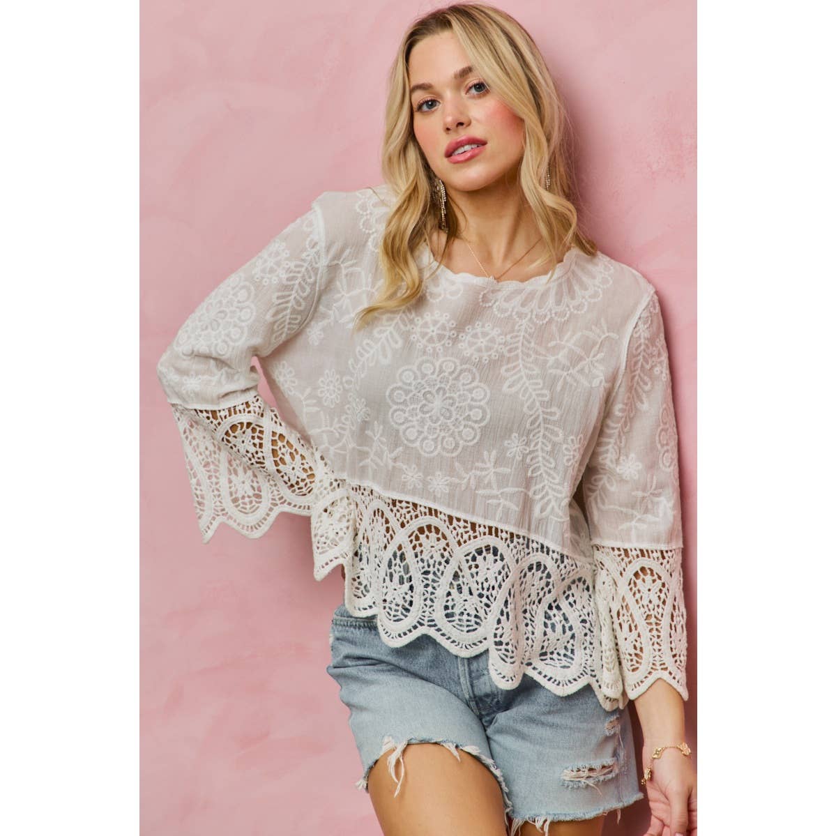 Embroidered Crotchet Boho Top