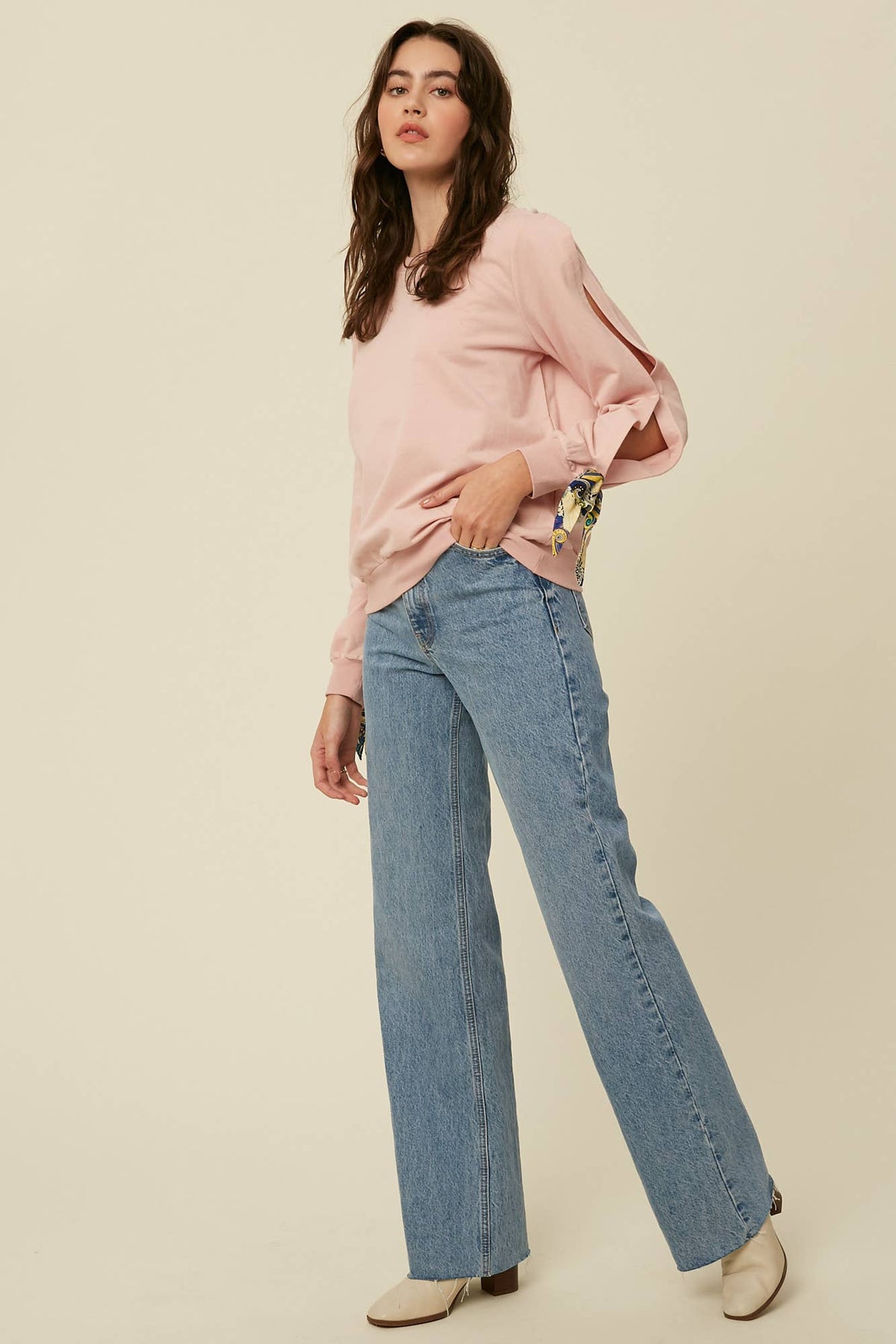 COMING SOON - Scarf Tie Sleeve Sweatshirt