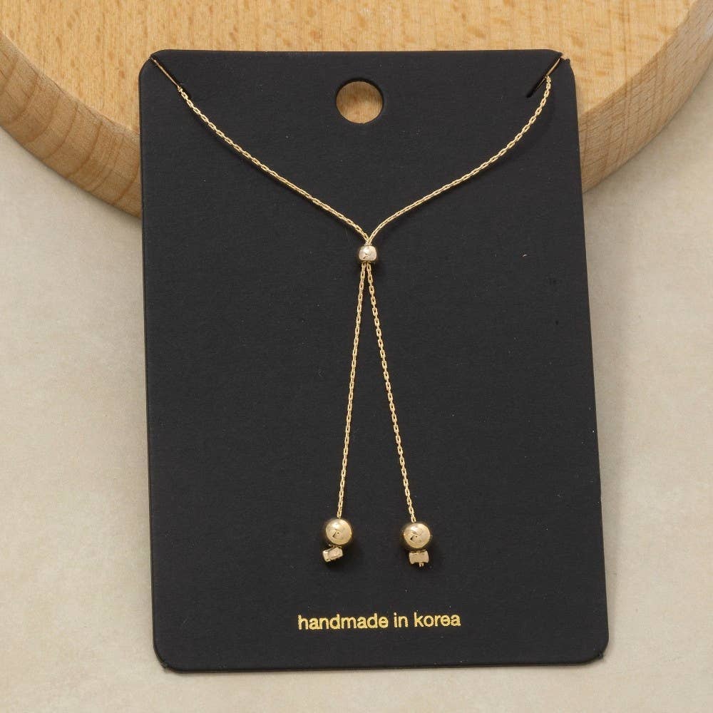 Chain Link Ball Bead Lariat Necklace
