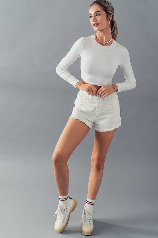 Fitted Long Sleeve Crew Crop Top