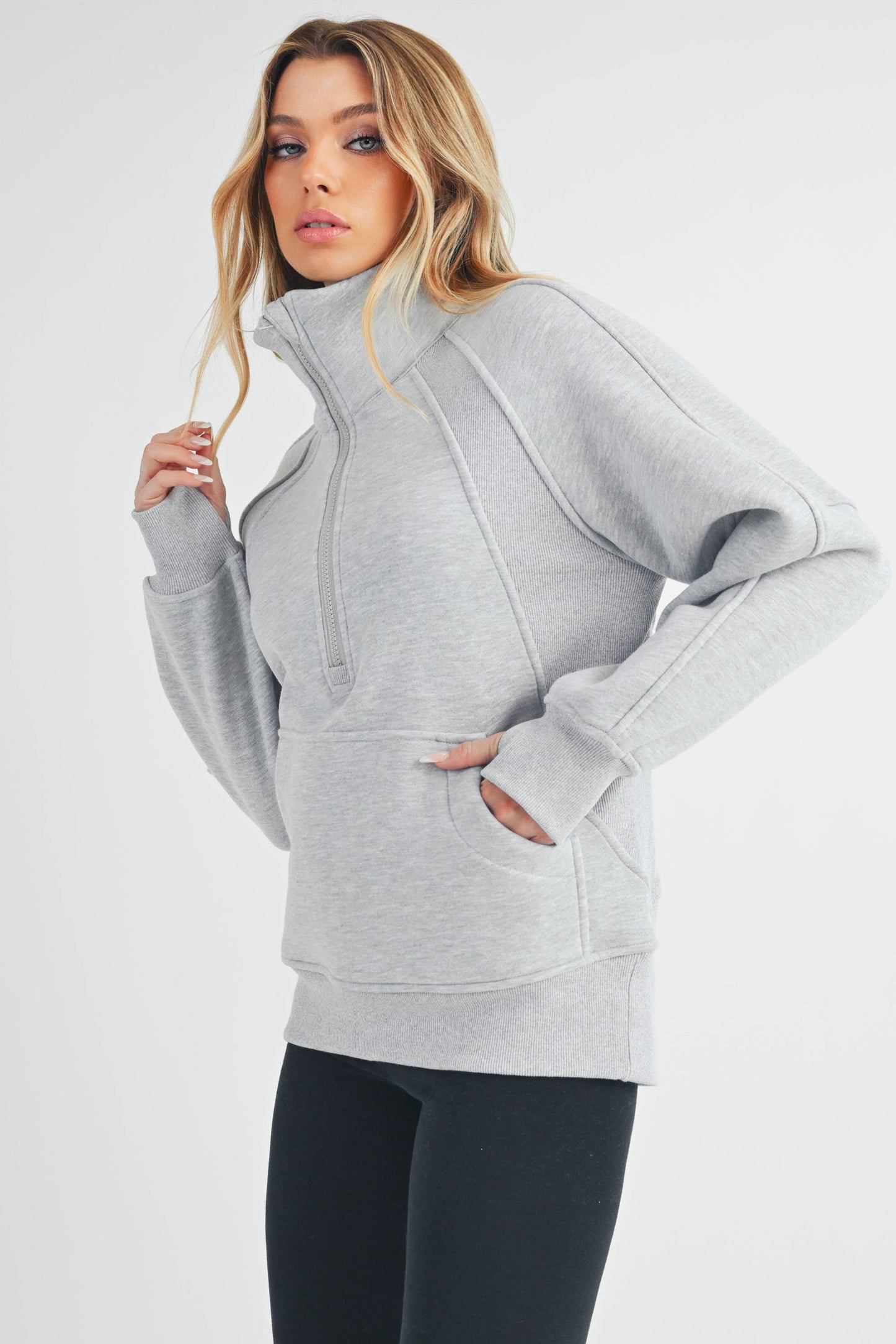 Long Dove Funnel Neck Half Zip