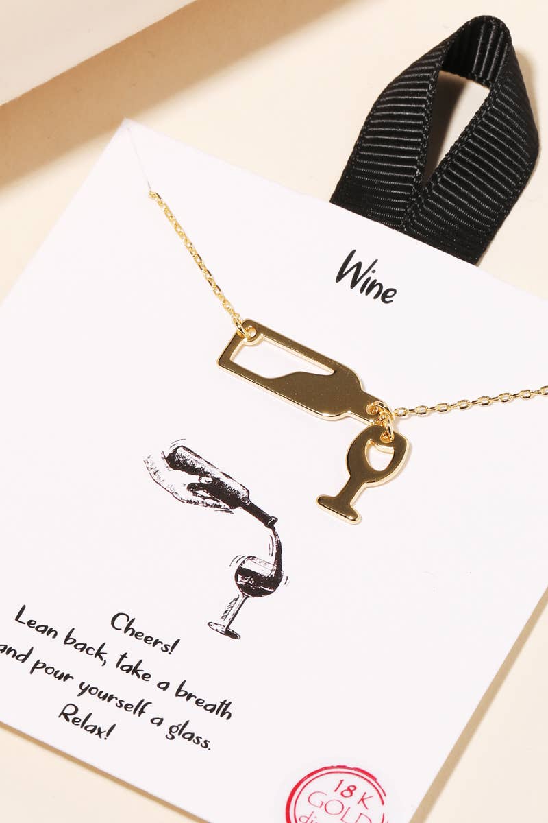 Gold Dipped Wine Bottle Charm Necklace