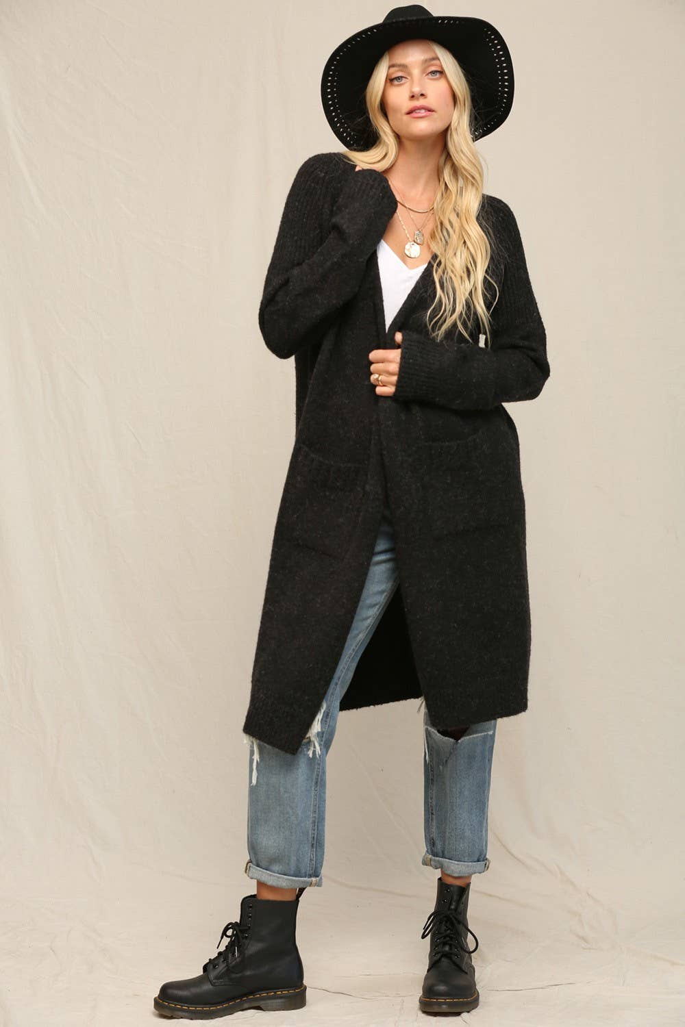 Midi Open Front Cardigan