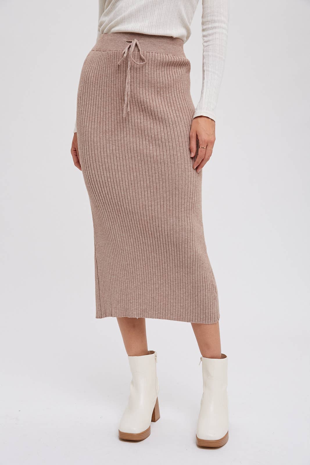 Ribbed Knit Midi Skirt