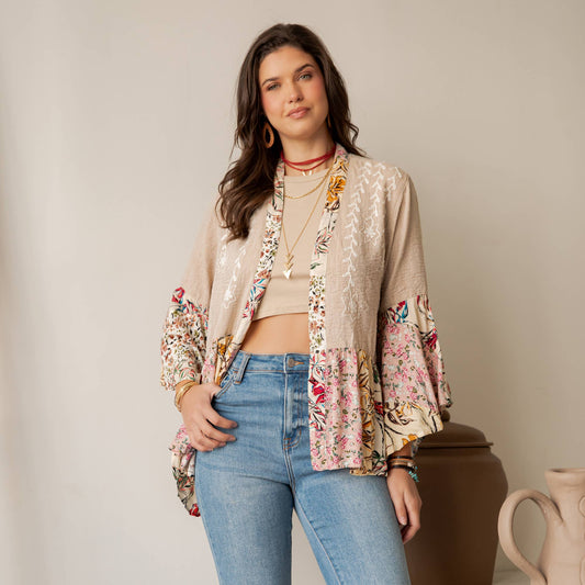 Boho Floral Embroidered Cardigan
