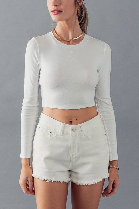Fitted Long Sleeve Crew Crop Top