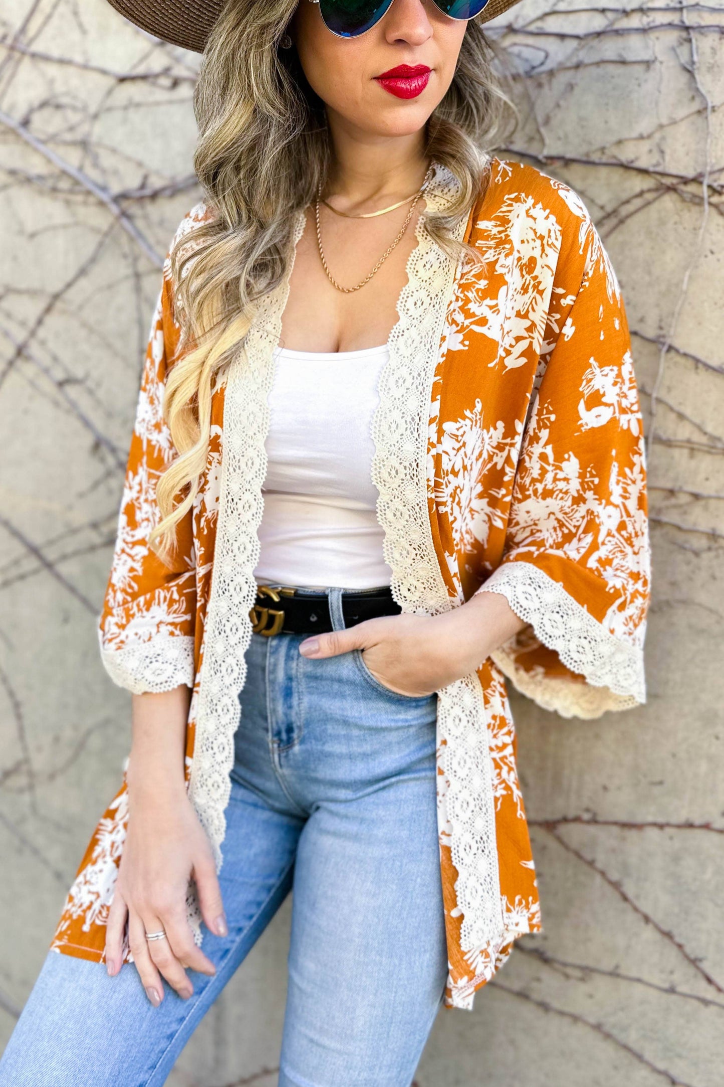 Copper Floral Kimono